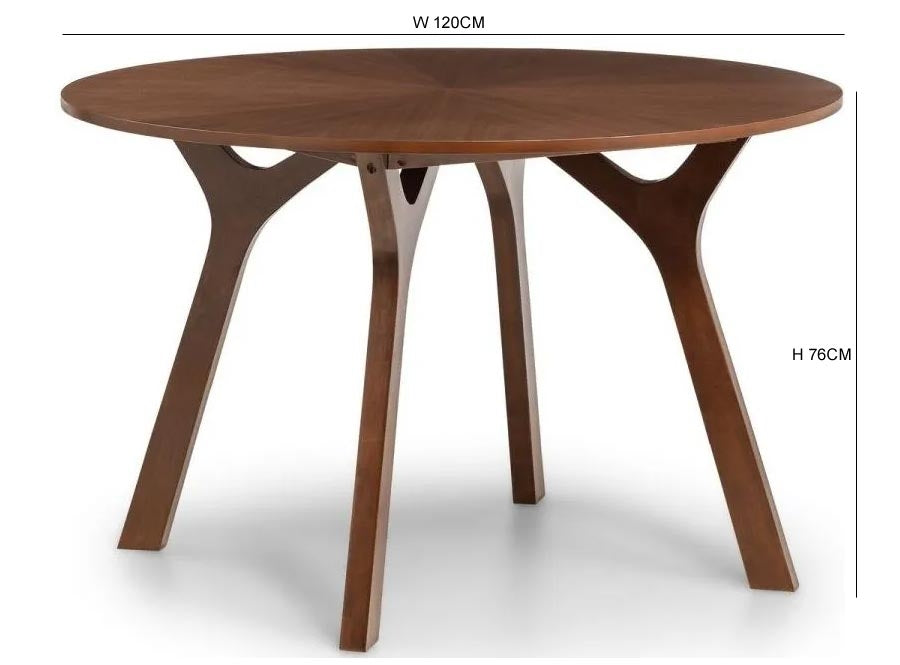 Huxley Walnut Round Dining Table - 4 Seater