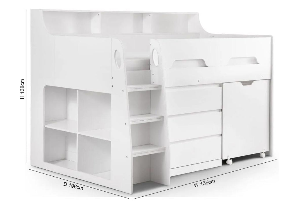 Jupiter White Midsleeper Bed