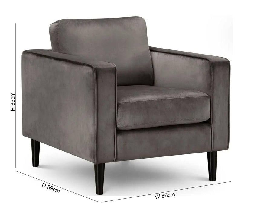 Hayward Grey Velvet Fabric Armchair (Solid in Pairs)