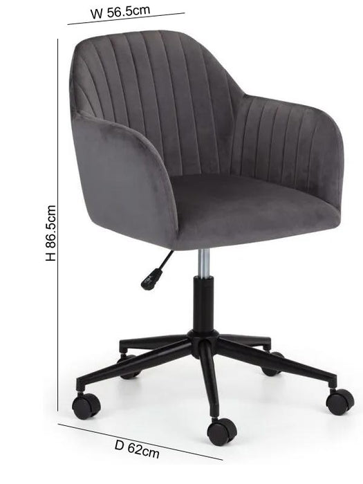 Kahlo Grey Velvet Fabric Swivel Office Chair