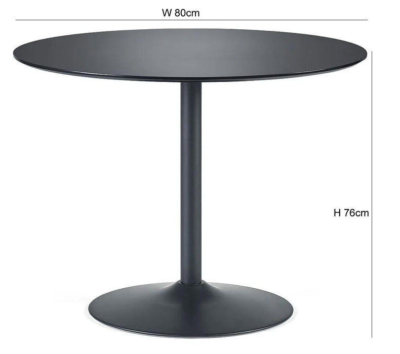 Nero Black Round Dining Table - 2 Seater