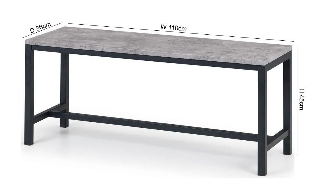 Staten Concrete Effect Dining Metal Bench