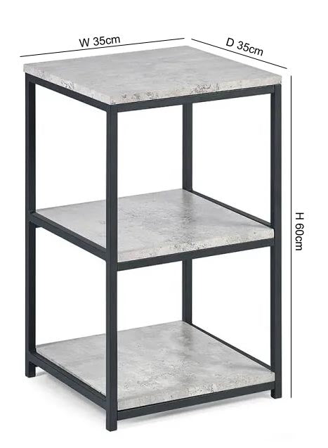 Staten Concrete Effect Tall Narrow Side Table