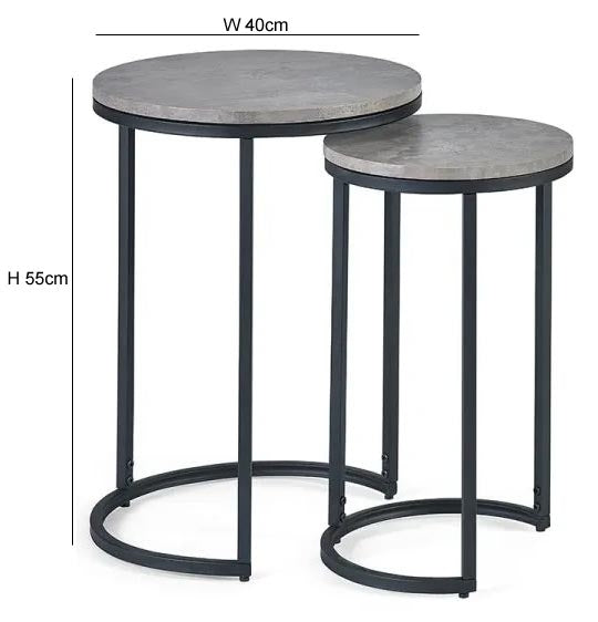 Staten Concrete Effect Round Nest of 2 Tables