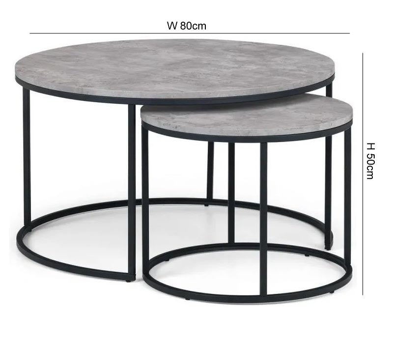 Staten Concrete Effect Round Nest of 2 Coffee Tables