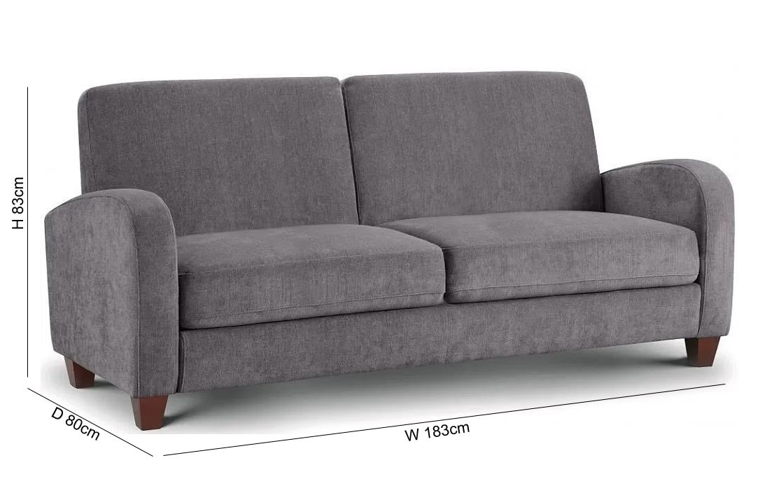 Vivo Dusk Grey Chenille Fabric 3 Seater Sofa