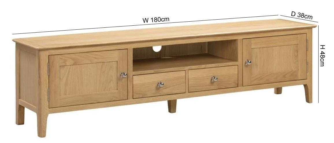 Cotswold Natural Satin Lacquer TV Unit up to 70inch and Larger