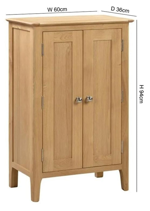 Cotswold Natural Satin Lacquer Oak Shoe Cupboard