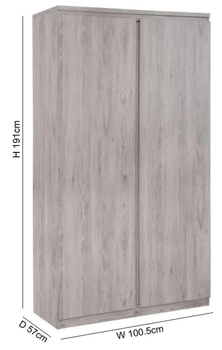 Jupiter Grey Oak 2 Door Wardrobe