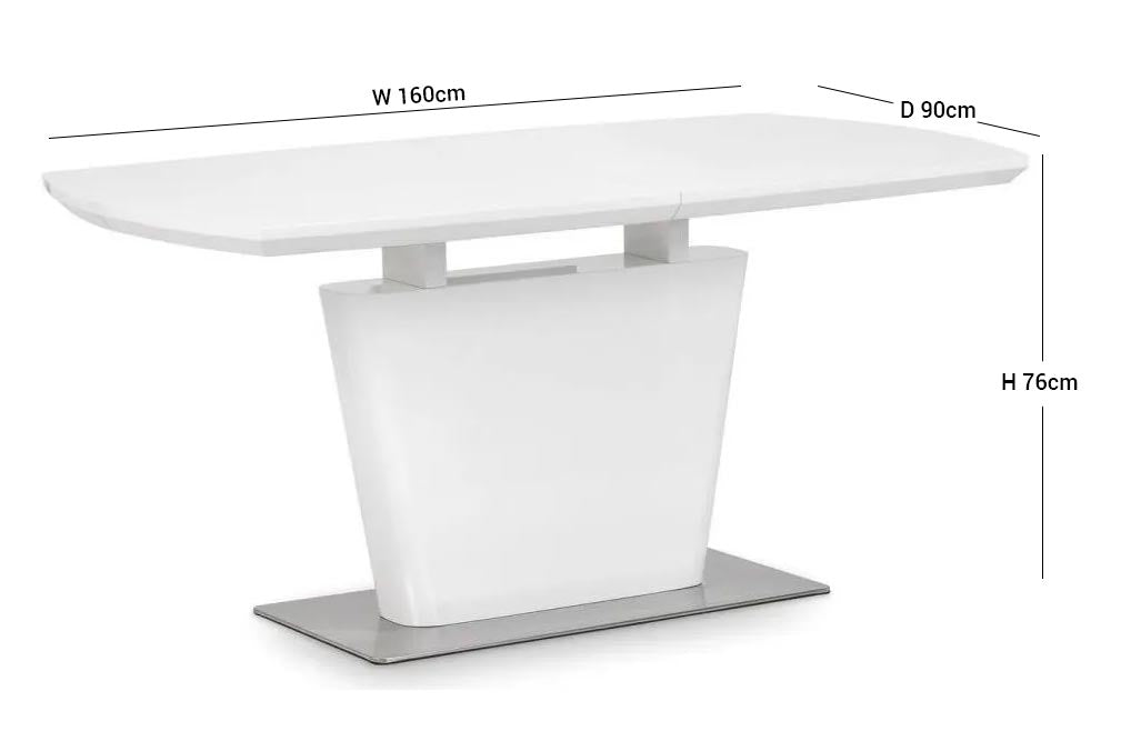 Como White High Gloss 6 Seater Extending Dining Table