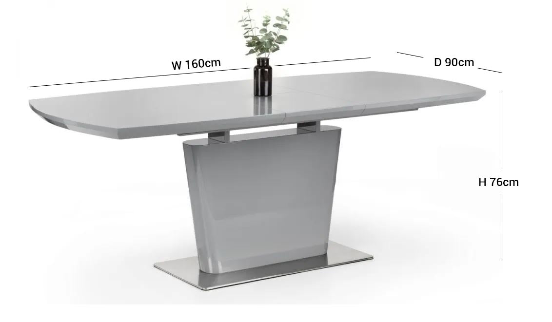 Como Grey High Gloss Extending 2-4 Seater Dining Table Set with 4 Cantilever Chairs