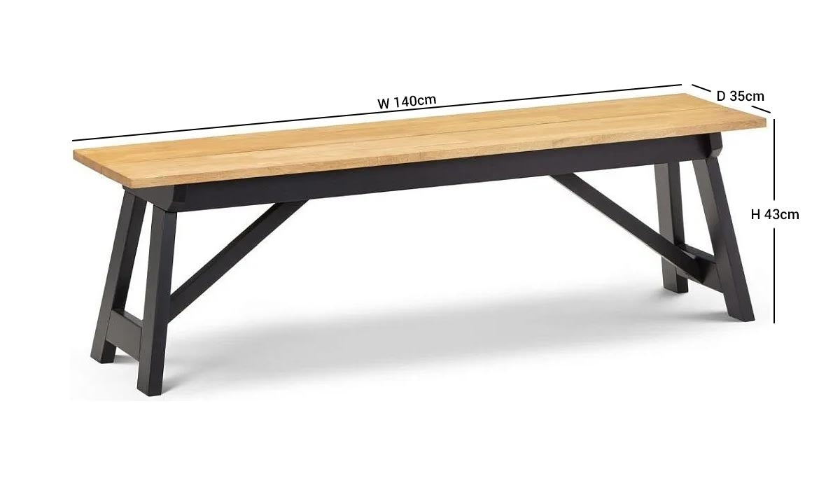 Hockley Oak Rubberwood Dining Bench