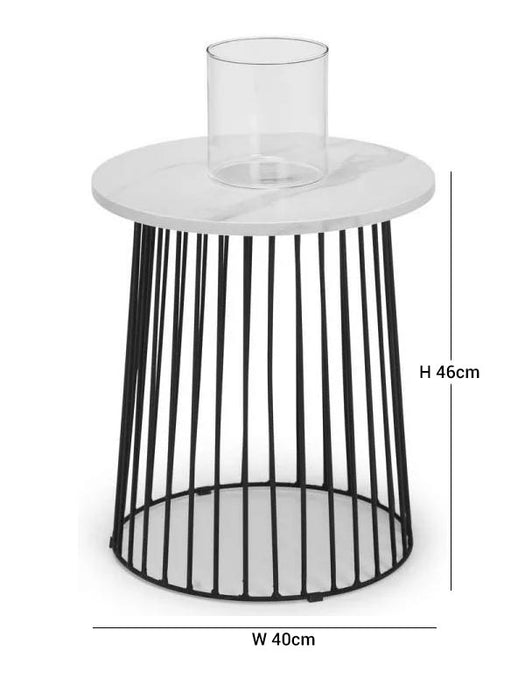 Broadway White Marble Effect Round Lamp Table