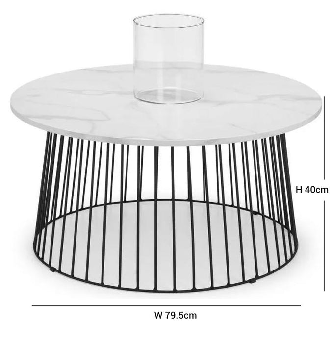 Broadway White Marble Effect Round Coffee Table