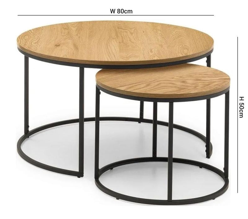 Bellini Oak Round Nest of 2 Round Coffee Table