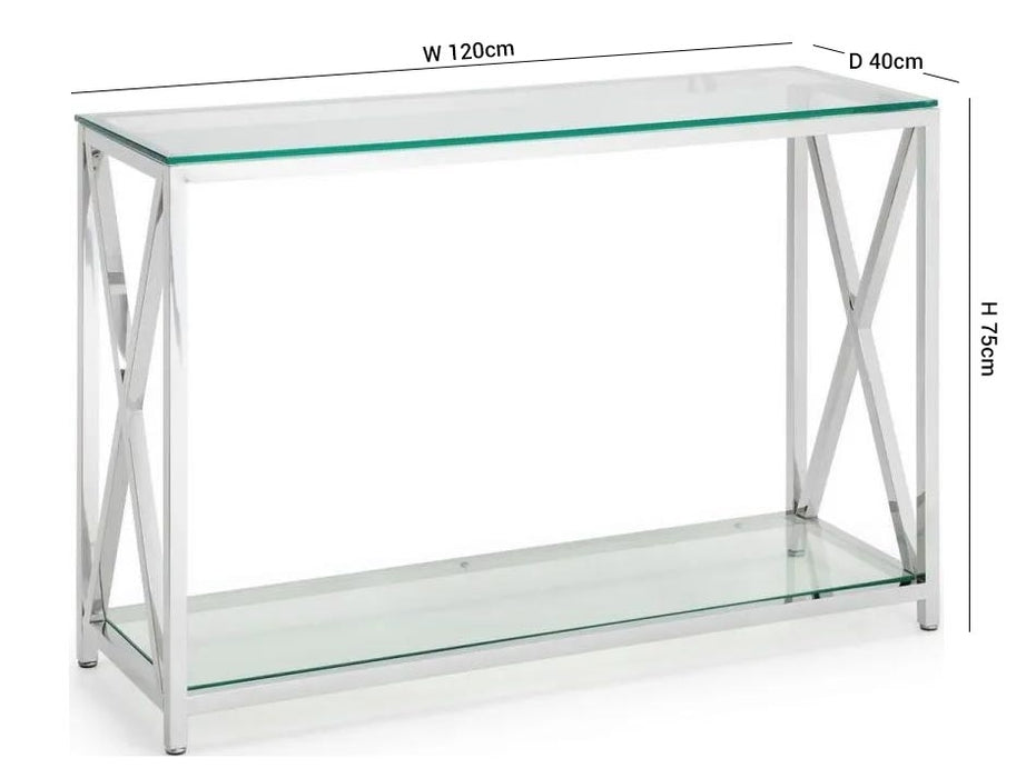 Miami Glass and Chrome Console Table