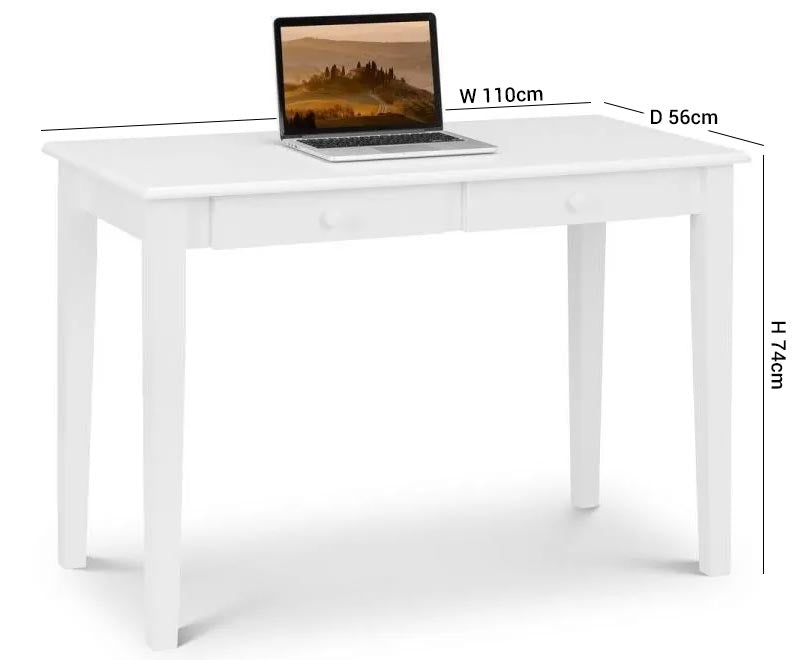 Carrington White 2 Drawer Desk