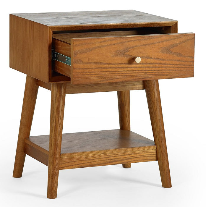 Lowry Cherry Wood 1 Drawer Side Table