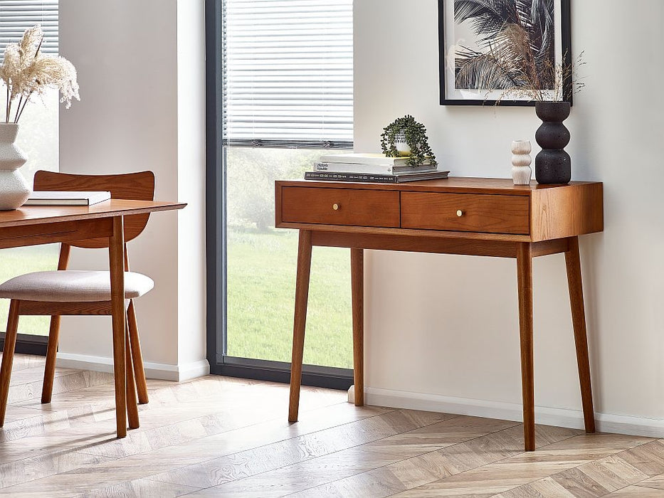 Lowry Cherry Wood 2 Drawer Writing Desk