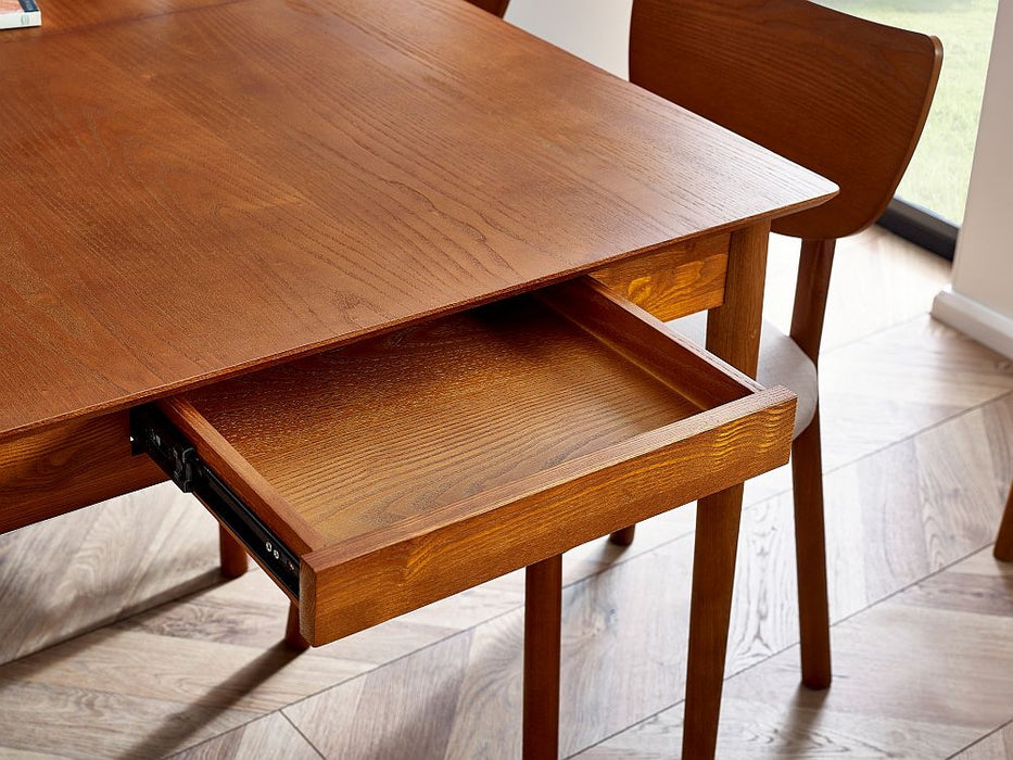 Lowry Cherry Wood Extending 4 Seater Extending Dining Table with 2 Drawer
