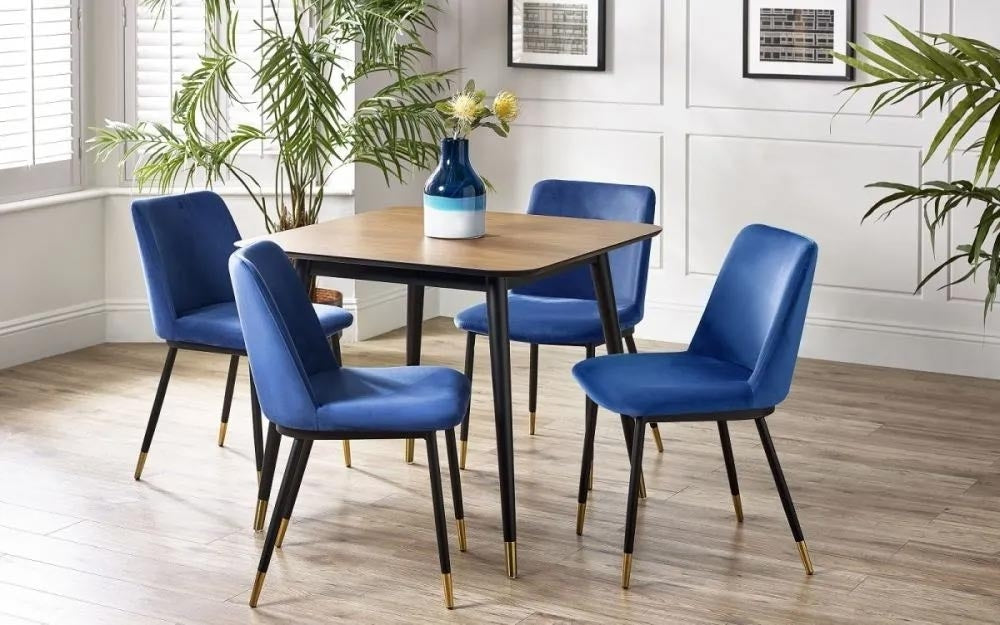 Findlay Square 4-6 Dining Table Set with 4 Delaunay Blue Chairs