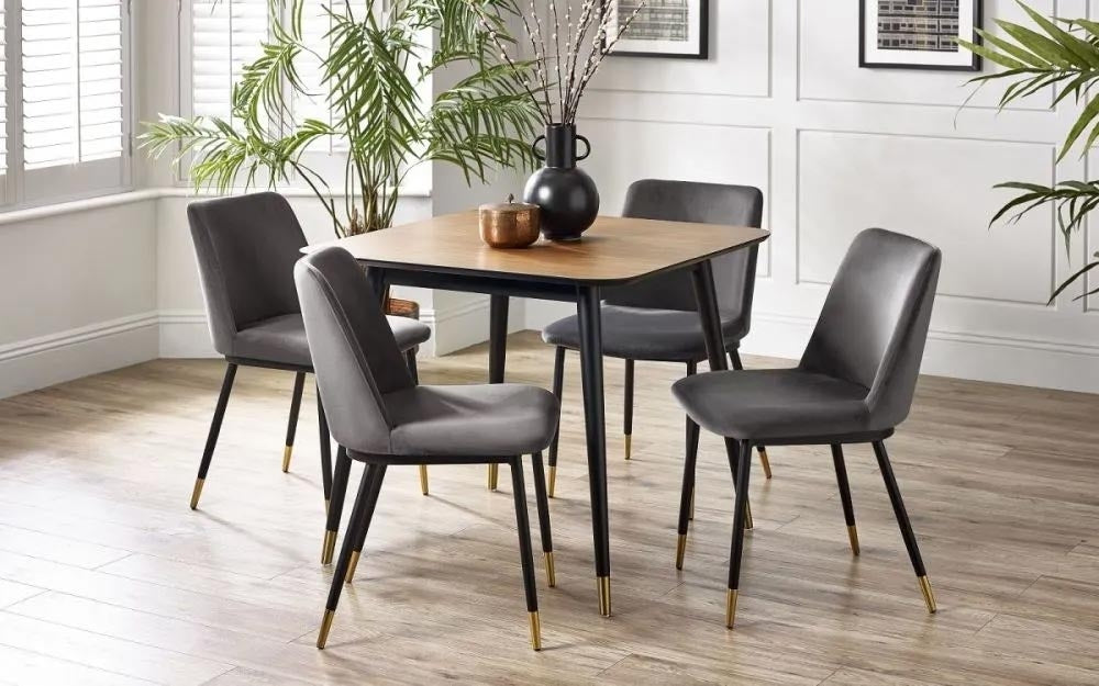 Findlay Square 4 Seater Dining Set with 4 Delaunay Grey Chairs