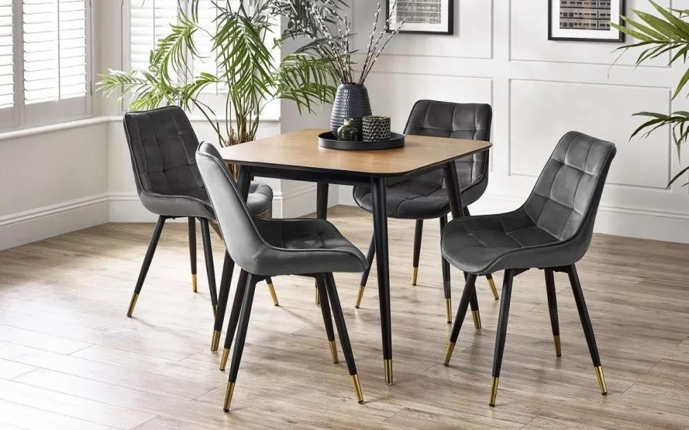 Findlay Square 4 Seater Dining Set with 4 Hadid Grey Chairs