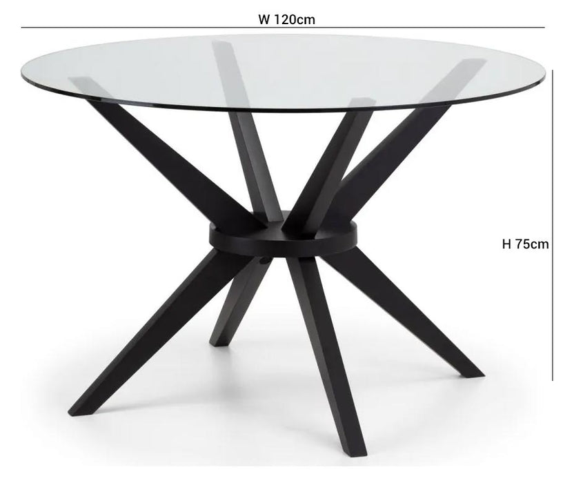 Hayden Black Lacquered Round Dining Table - 4 Seater