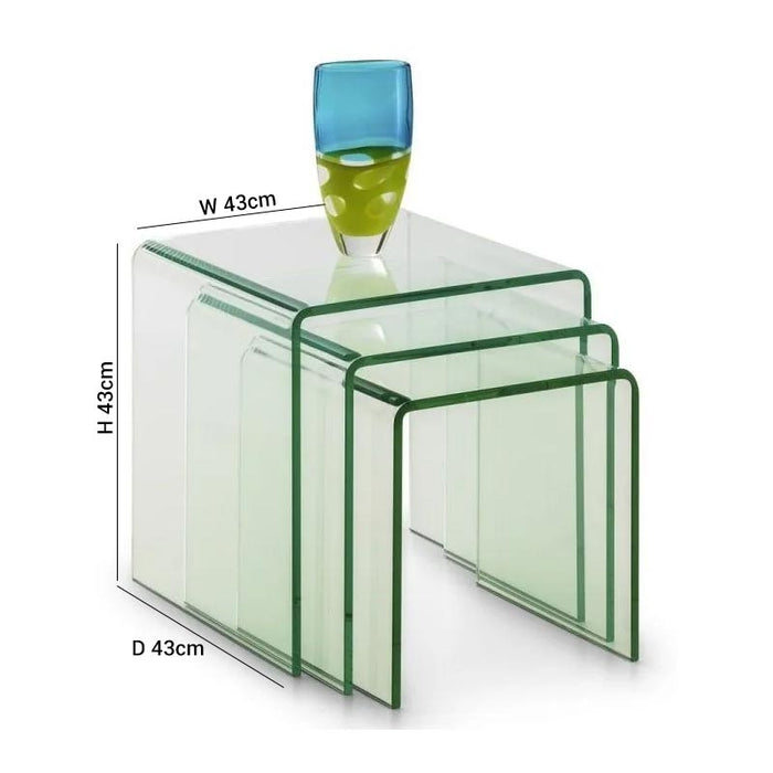 Amalfi Clear Glass Nest of 3 Table