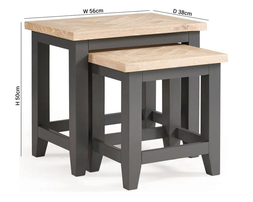 Bordeaux Dark Grey Lacquer Nest of 2 Tables