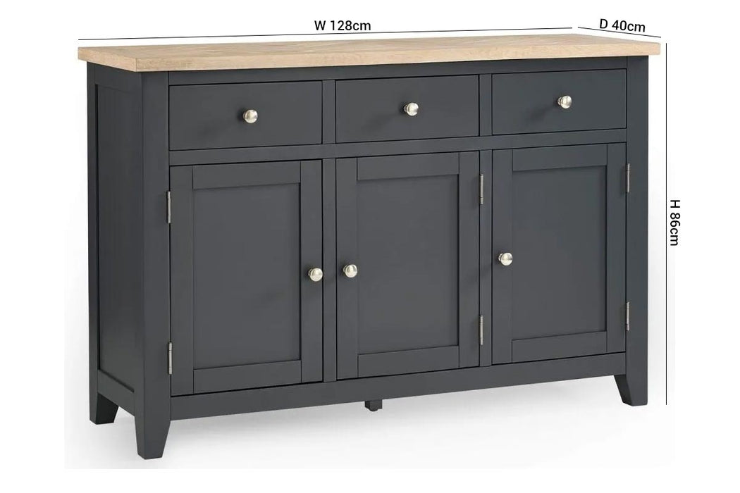 Bordeaux Dark Grey Lacquer 3 Door 3 Drawer Sideboard