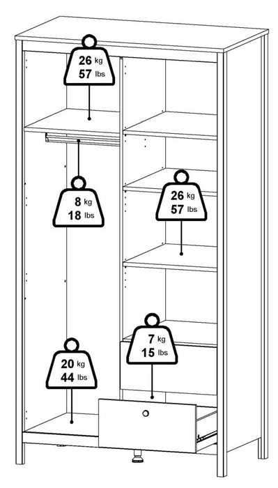 Madrid 1 Door 1 Mirror Door 2 Drawer Wardrobe