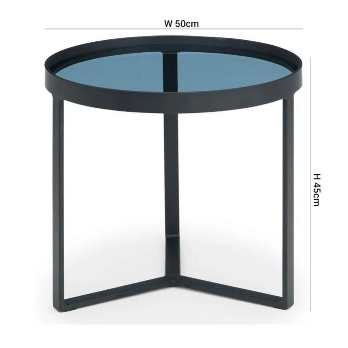 Loft Smoked Glass Top and Black Round Lamp Table