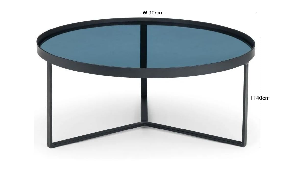 Loft Smoked Glass Top and Black Round Coffee Table
