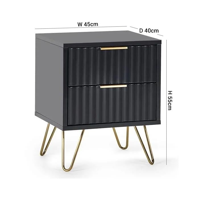 Murano Matte Black 2 Drawer Lamp Table