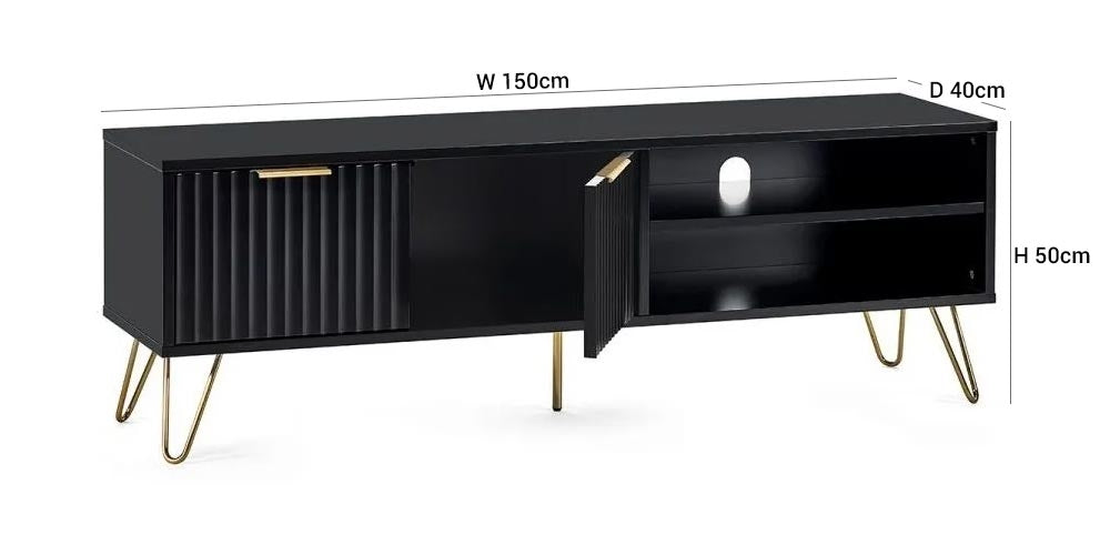 Murano Matte Black TV Unit to 64inch