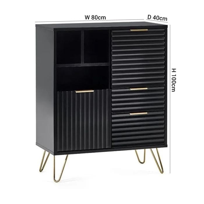 Murano Matte Black 2 Door 2 Drawer Sideboard