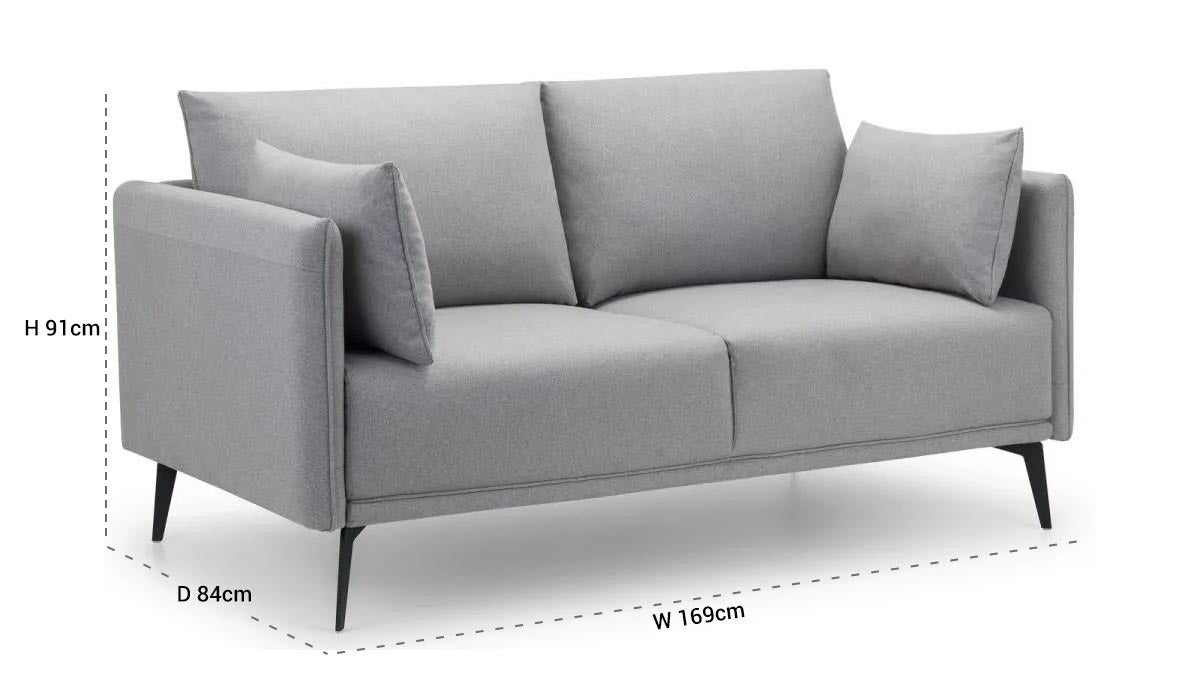 Rohe Platinum Wool Effect Fabric 2 Seater Sofa