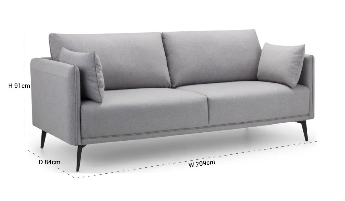 Rohe Platinum Wool Effect Fabric 3 Seater Sofa