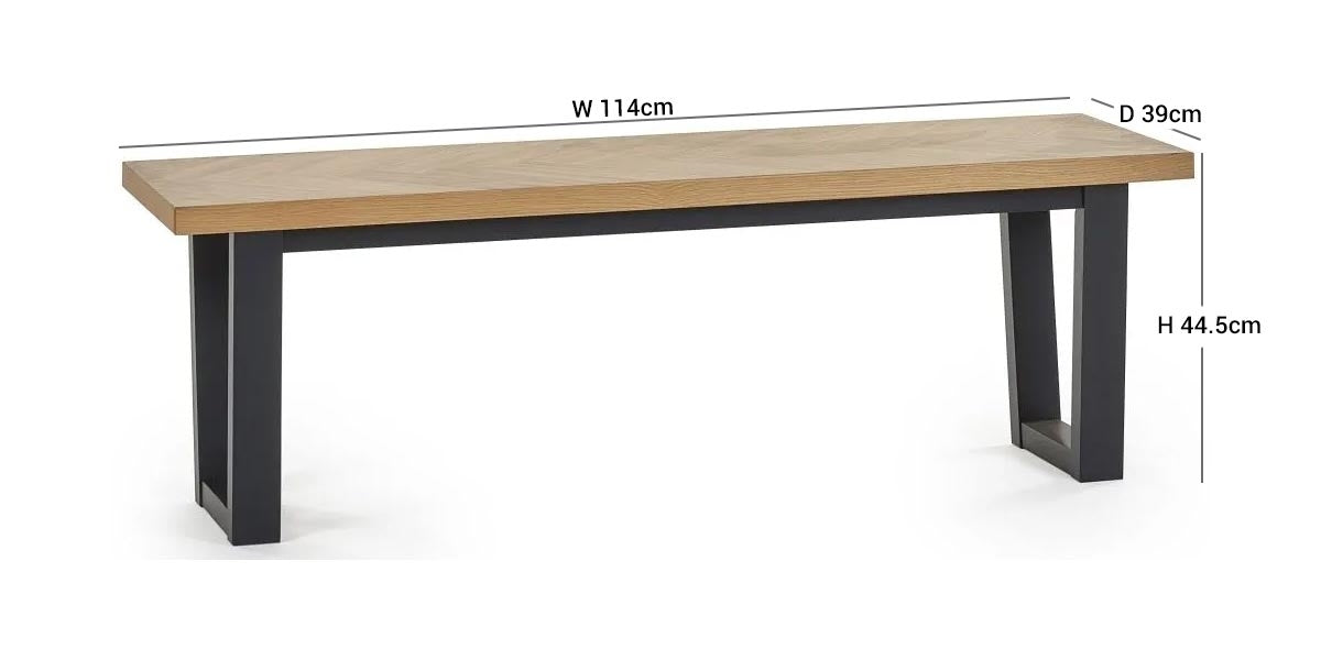 Hilton Black and Oak Herringbone Dining Bench