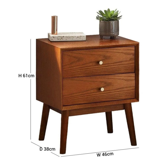 Lowry Cherry Wood 2 Drawer Bedside Cabinet