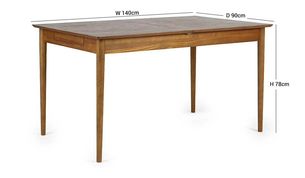 Lowry Cherry Wood Extending 4 Seater Extending Dining Table with 2 Drawer