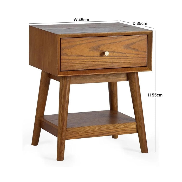 Lowry Cherry Wood 1 Drawer Side Table