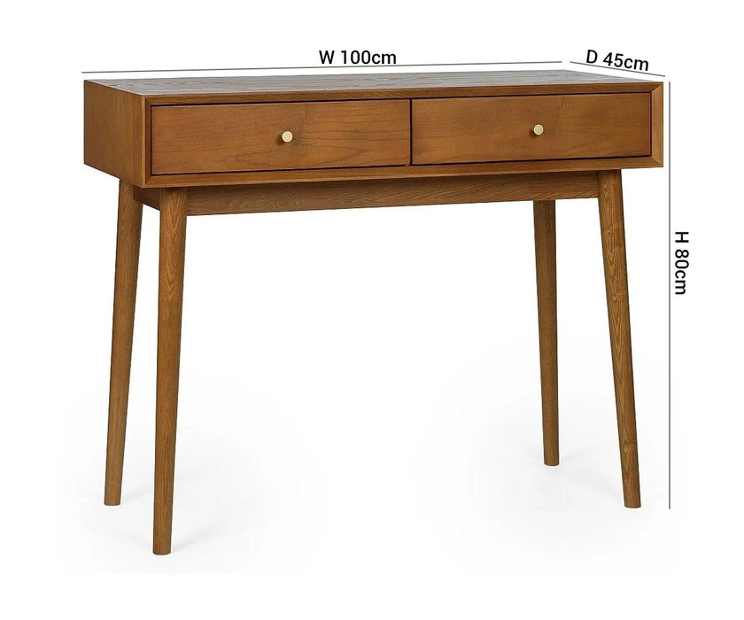 Lowry Cherry Wood 2 Drawer Writing Desk