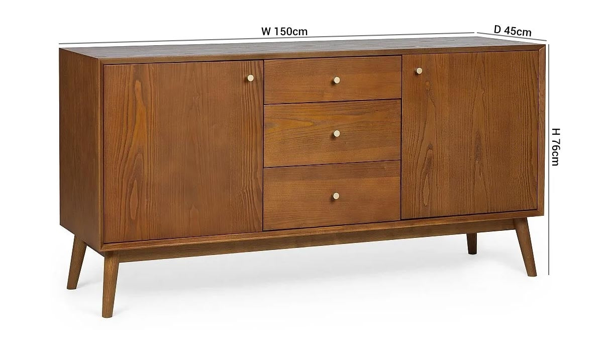 Lowry Cherry Wood 2 Door 3 Drawer Large Sideboard