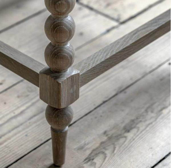 Arbela Natural Square Side Table with Bobbin Legs