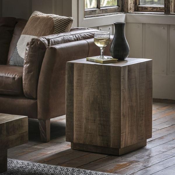 Inglis Mango Wood Square Side Table - Comes in Natural and White Washed Options