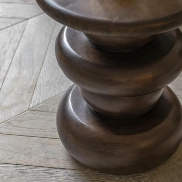 Sculpt Mango Wood Round Side Table