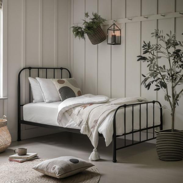 Loughton 3ft Single Metal Bed - Comes in Black and Ivory Options