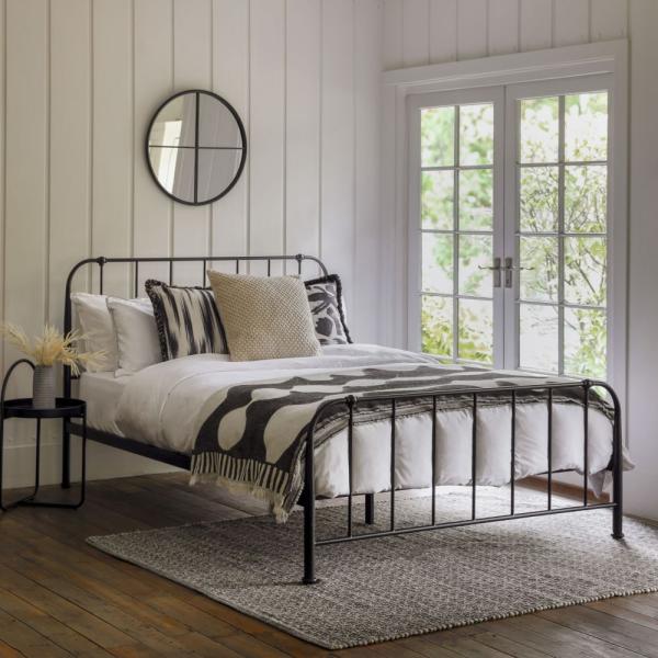 Loughton 4ft 6in Double Metal Bed - Comes in Black and Ivory Options